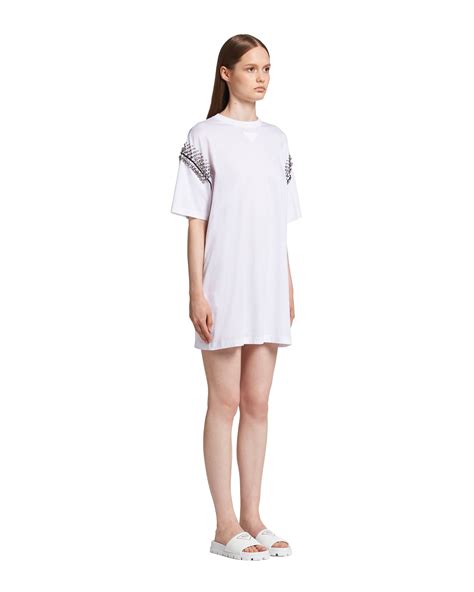 prada zxz-101|White Studded jersey minidress .